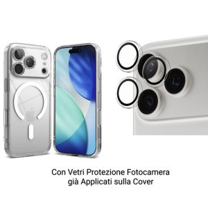 Cover Custodia Protezione Fotocamera TPU MAGSAFE MAGNETICA per IPHONE 17 PRO con Vetro Fotocamera