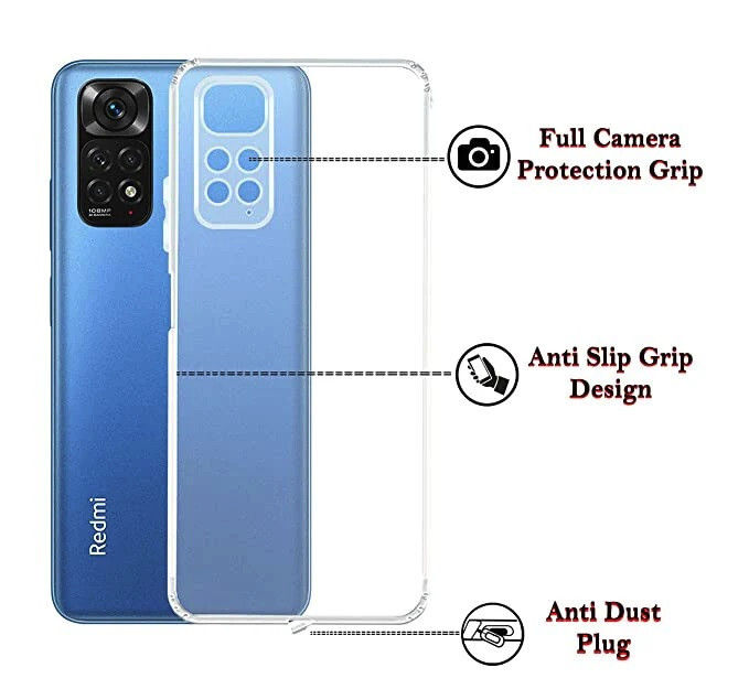 Custodia Cover Protezione Fotocamera TPU Trasparente XIAOMI REDMI NOTE 11S / 11 4G - immagine 2